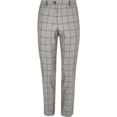 Grey checked skinny trousers